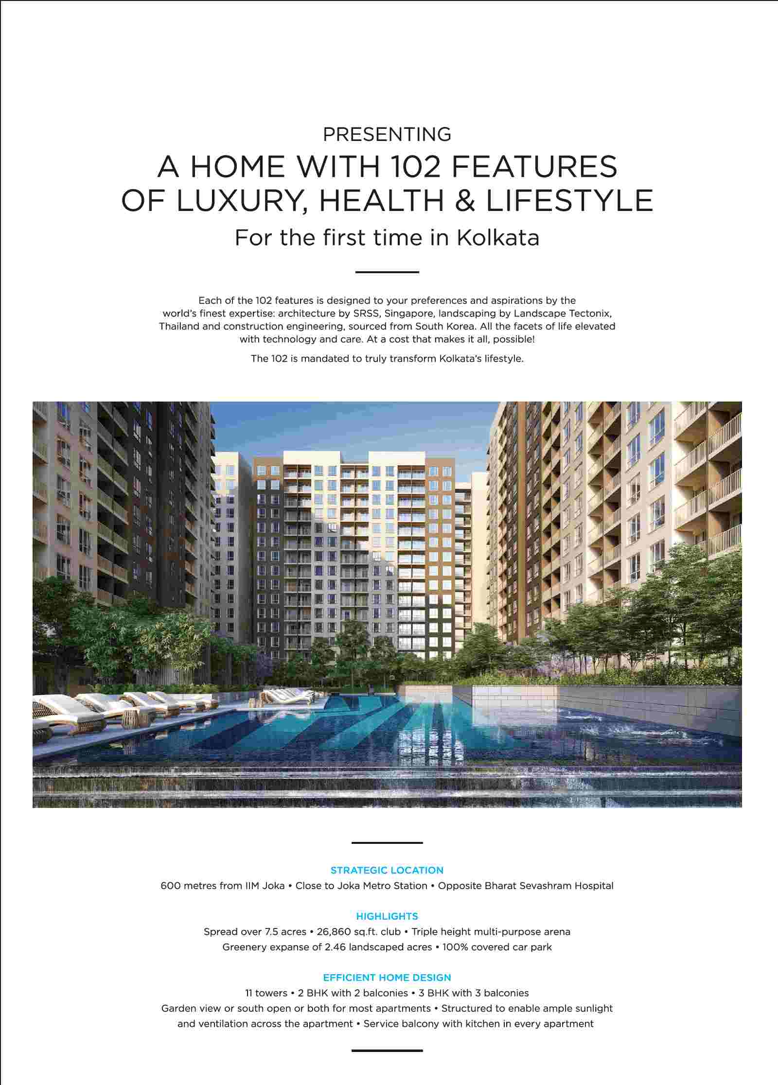 Book a home with 102 features of luxury, health & lifestyle at PS Vinayak The 102 in Kolkata